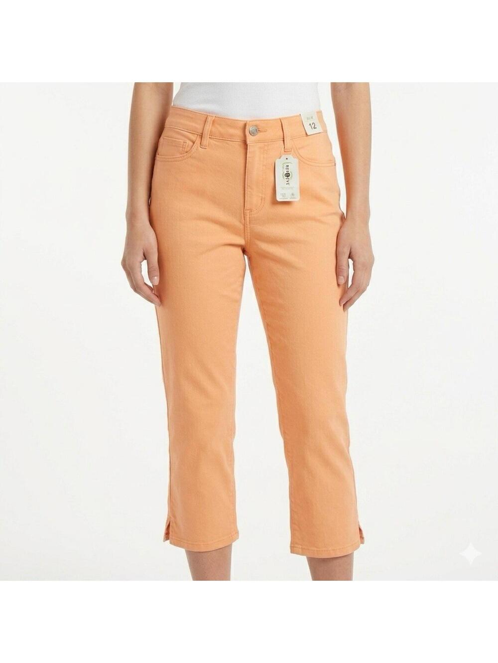 Womans ST. JOHN'S BAY Secretly Slender Capri Pants Sz 12 Coral Orange NWT
